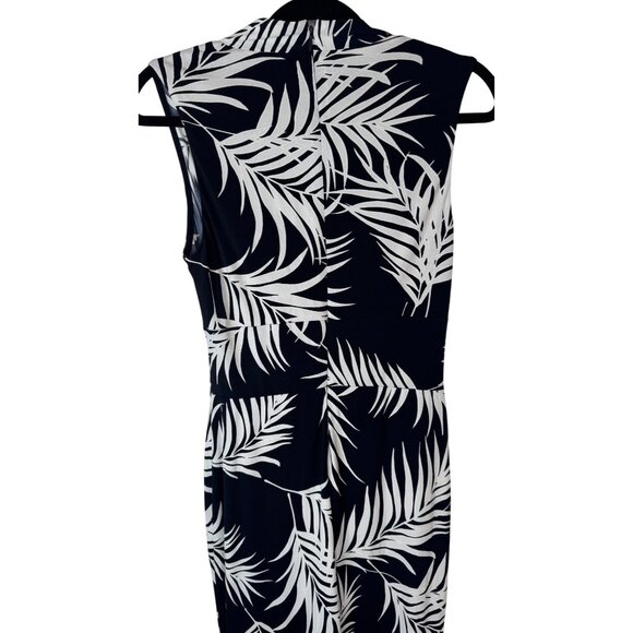 2/$30 Jessica Howard Small Romper Jumpsuit Sleeveless Navy & White Leaf Print - Picture 9 of 16